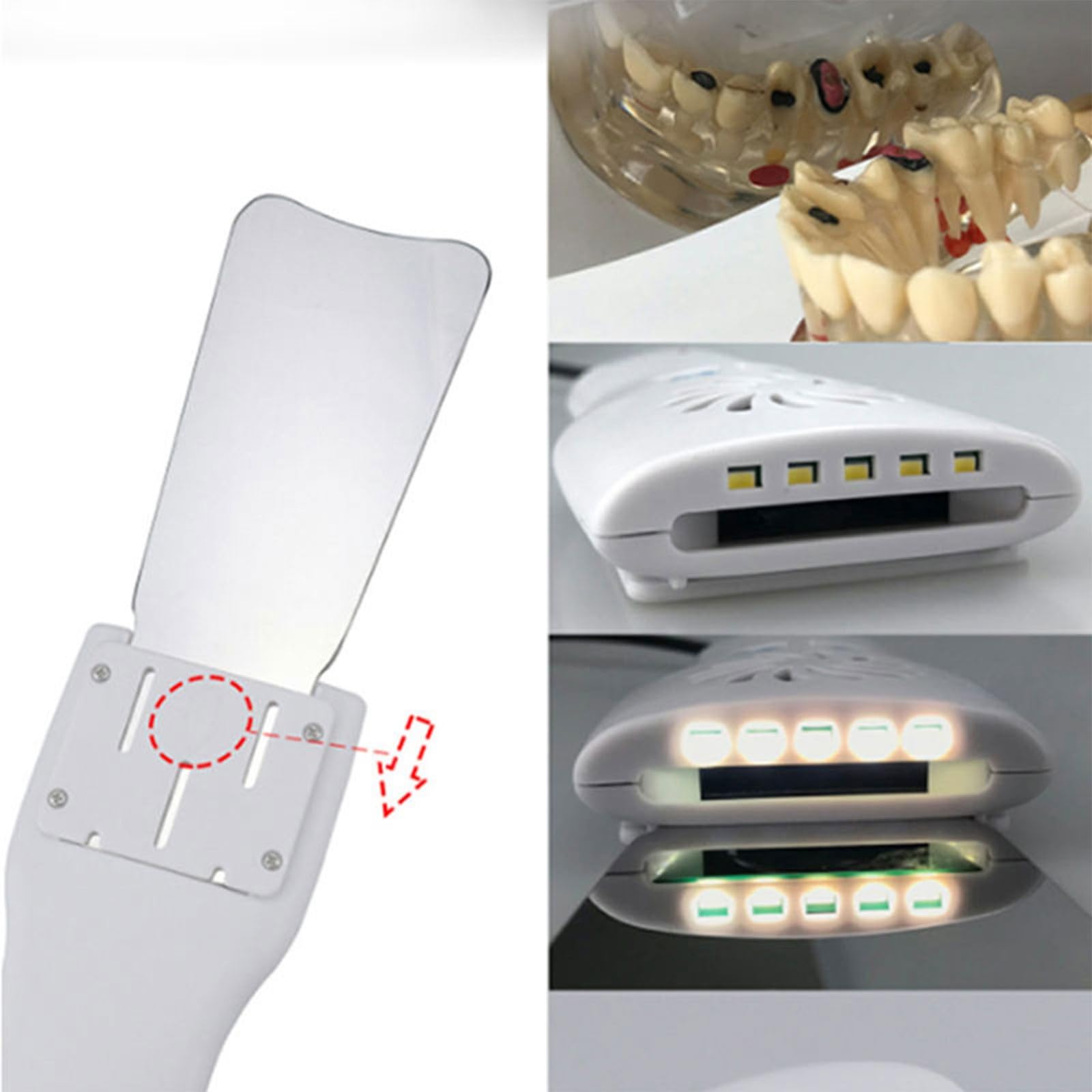 Lustra fotograficzne stomatologiczne bez zaparowania usta lusterka dentystycznego z wentylatorem świetlnym 2-stronne LED 4 soczewki stomatologiczne zdjęcie reflektory lustrzane