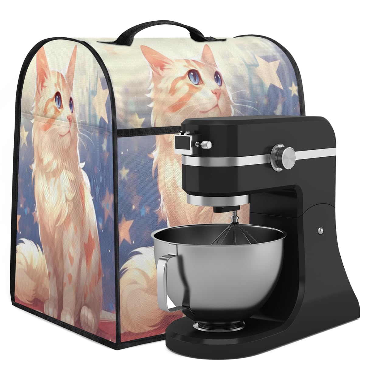 Coffee Maker Cover Cute Kawaii Cat Kitchen Appliance Covers Small Appliance Covers Blender Cover Juicer Cover Dust Covers for Kitchen Appliances with Top Handle and Pockets,Washable,C637