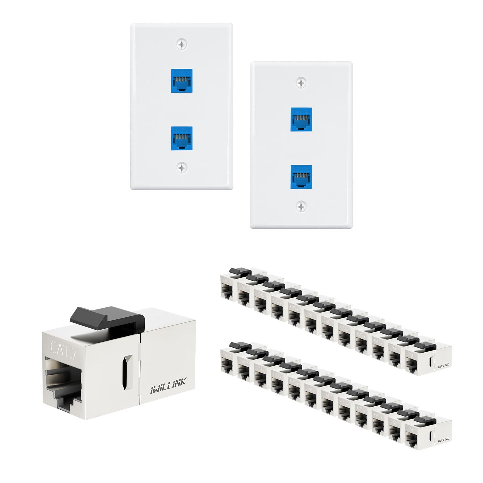 Ethernet wall plate connected to a computer
