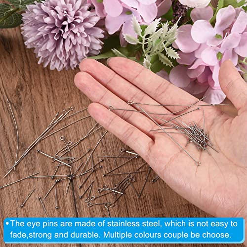 Patikil 50Pcs Eye Pins Jewelry Findings Eye Pins 70Mm Stainless Steel Eye Pins For Jewelry Making Diy Craft Necklaces Bracelets Earrings 22 Gauge Silver 3.3Mm Head Pins #TOP3