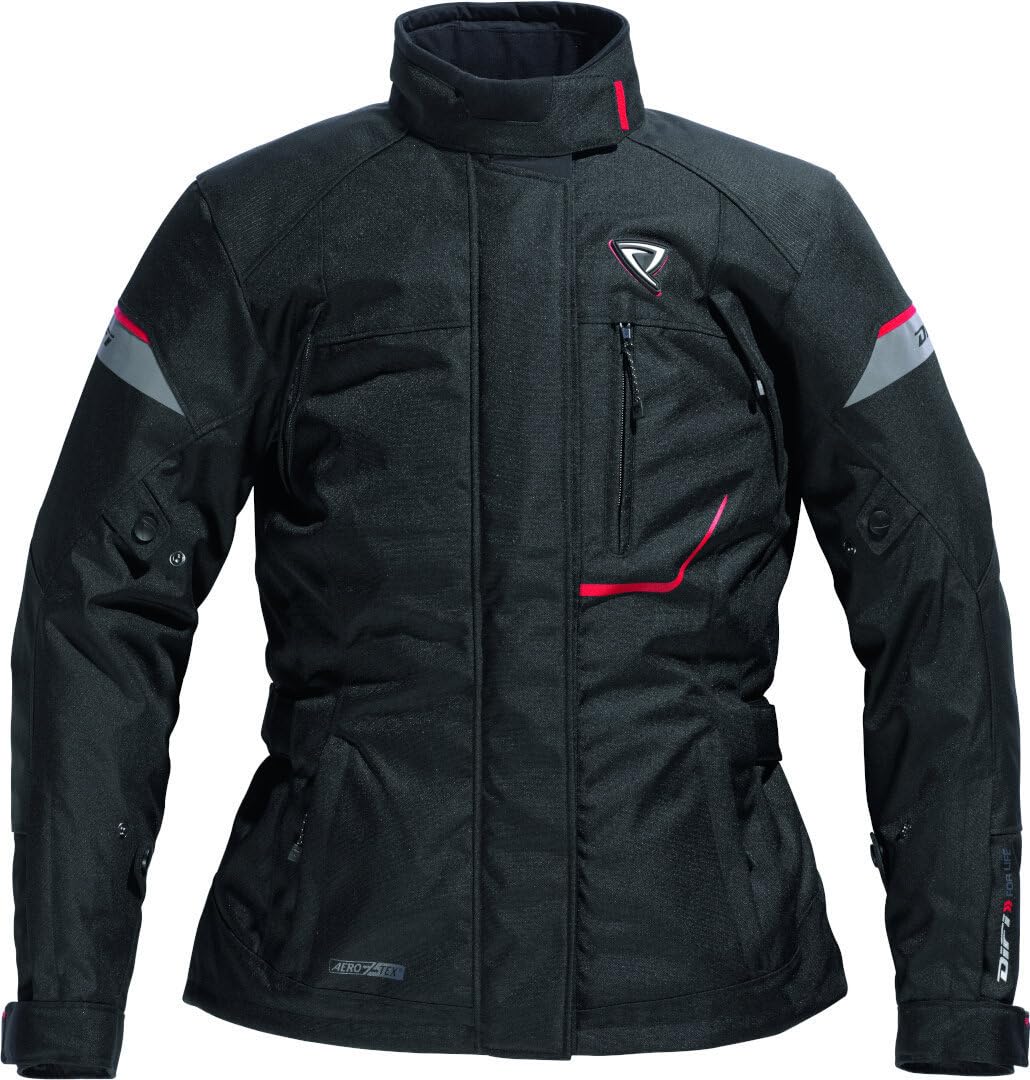 DIFI Nexia Aerotex wodoodporna damska kurtka tekstylna motocyklowa, czarny/czerwony, 54