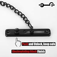 Vista 3 de JQK Cerradura de cadena de puerta negra, protector de puerta de acero inoxidable con resorte antirrobo, prensa de cierre, negro mate, HDC100-PB