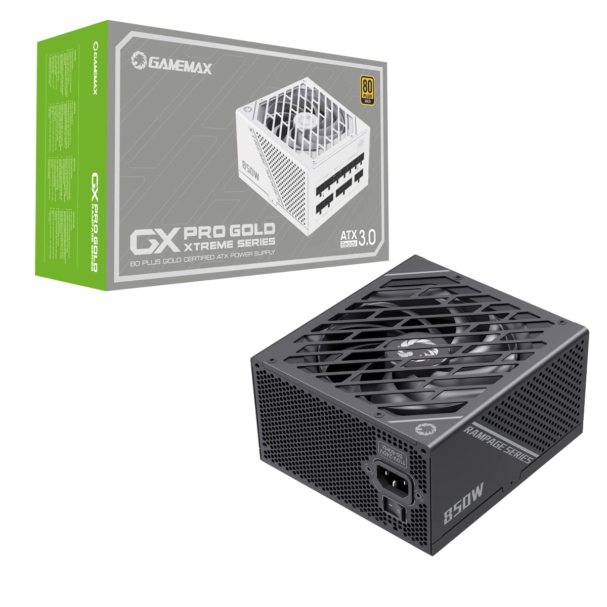 GAMEMAXGX-850 Pro Modular 80 Plus Gold ATX3.0 PCIe 5.0 Power Supply With 13.5cm FDB Fan | Black