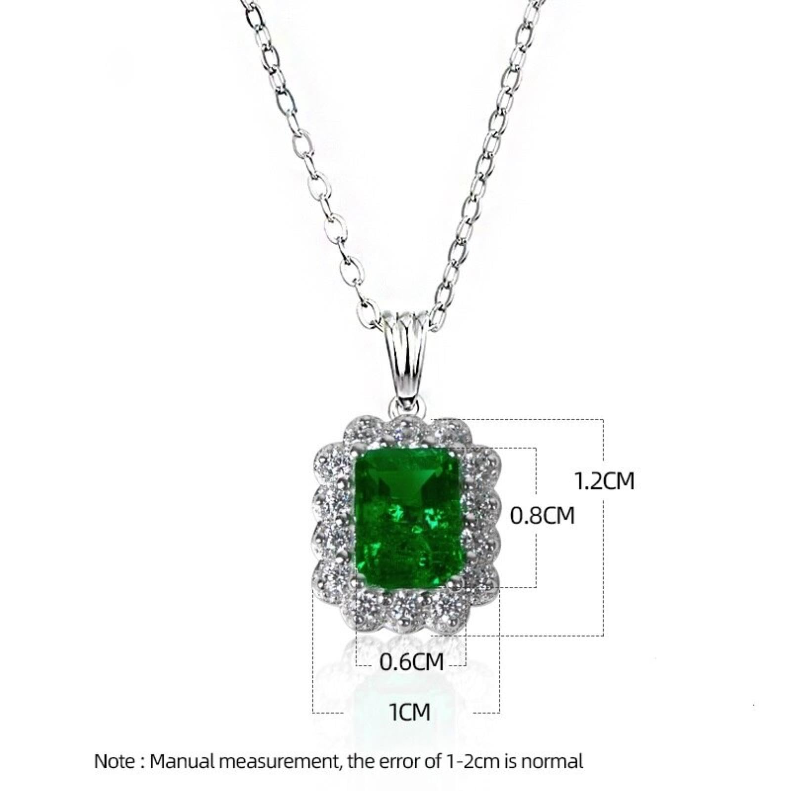 Collana con Ciondolo Smeraldo A Forma di Rettangolo da 1,5 Carati Gioielli in Argento Sterling 925 per Fidanzamento da Donna