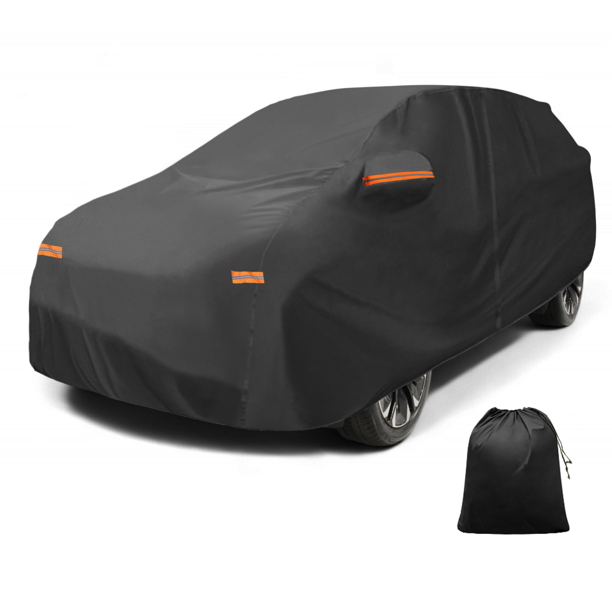 X AUTOHAUX Car Cover Outdoor Waterproof Sun Rain Snow Hail Protection with Left Side Door Zipper Aluminum Film