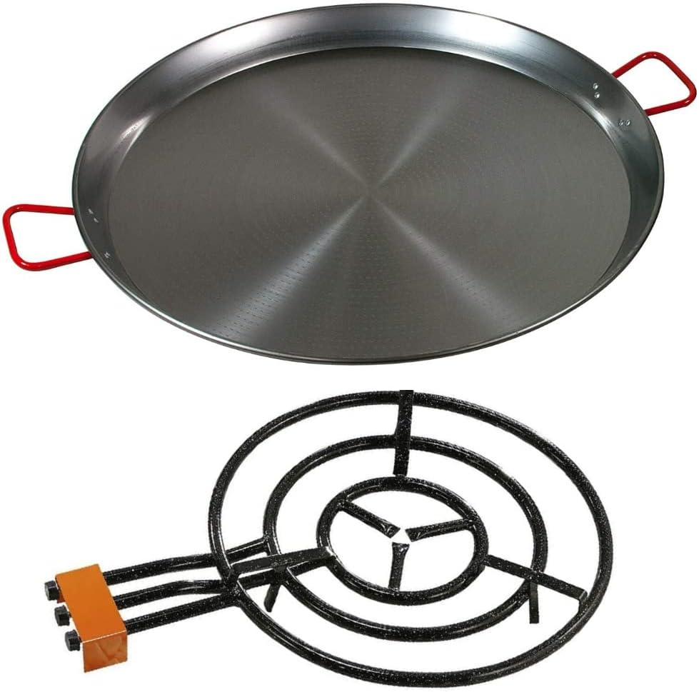 La Paella Garcima 32Inch Carbon Steel Paella Pan Bundle