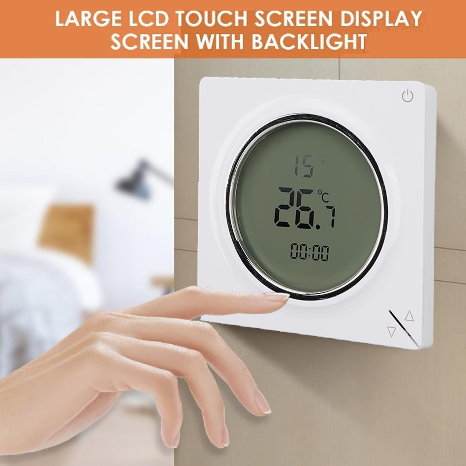 Termostato Digitale 16A per Riscaldamento Elettrico a Pavimento, Regolatore di Temperatura con Schermo LCD con Funzione di Memoria, Regolatore di Riscaldamento Ambientale Abilitato, 5-45°C,