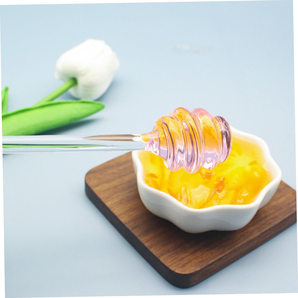 2pcs Glass Honey Dipper Stick Long Handle for Easy Stirring