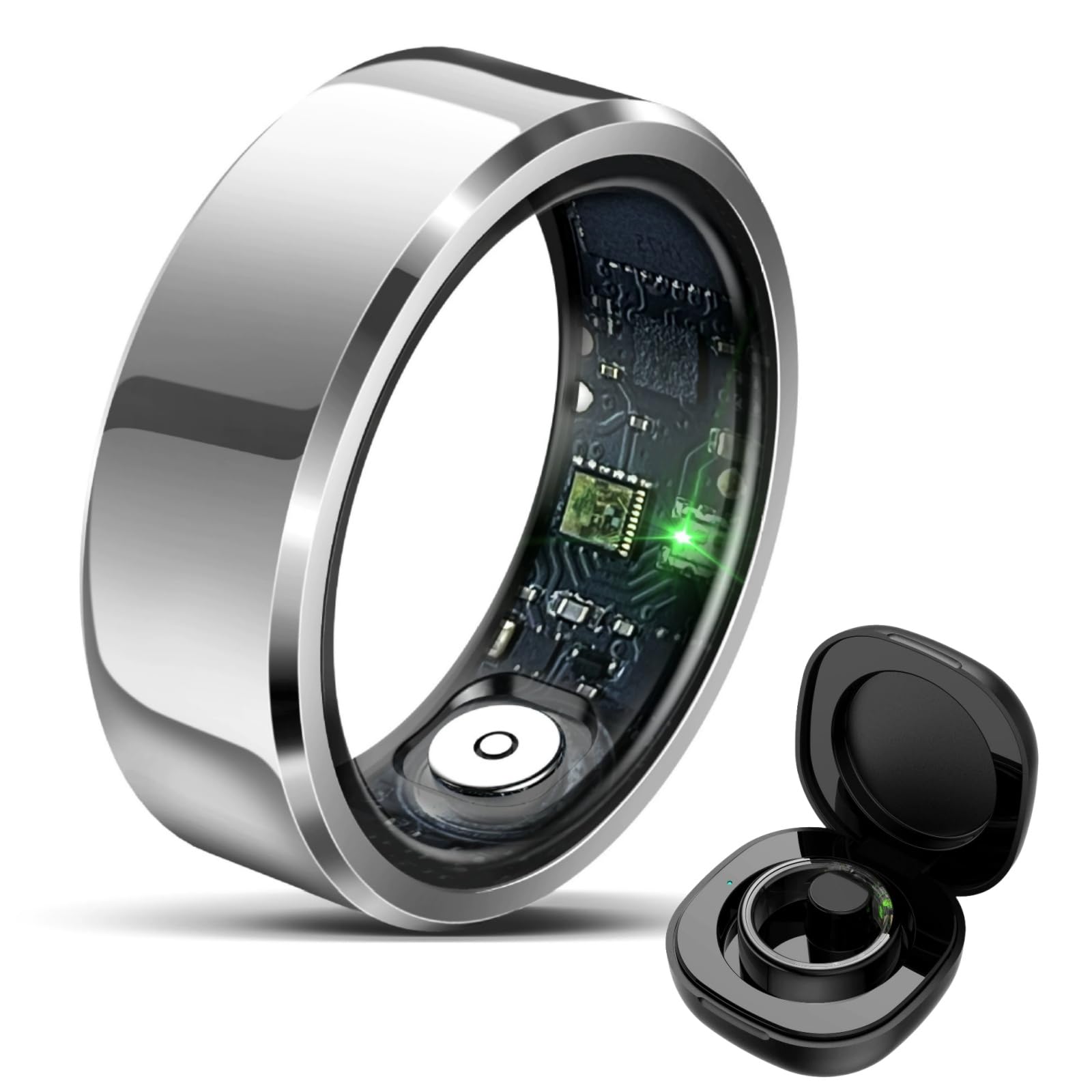 haloringi Smart Ring - Fitness Tracker Bluetooth con cardiofrequenzimetro, analisi del sonno, misurazione della pressione sanguigna, contapassi, contacalorie, dispositivo di salute impermeabile fino a