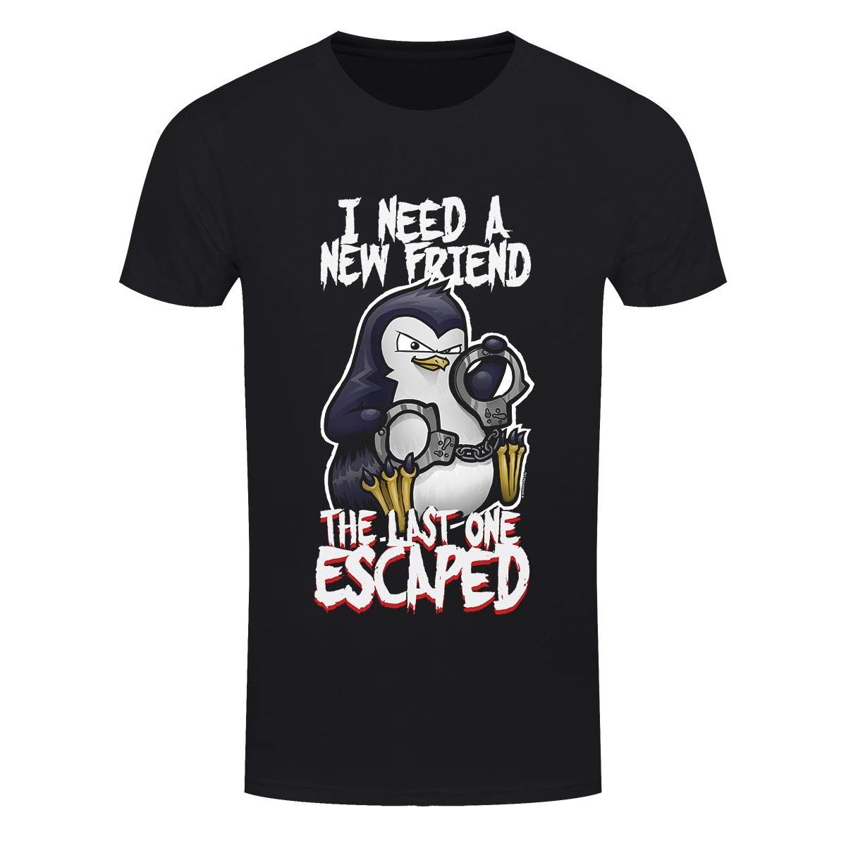 Psycho Penguin Men's Black I Need A New Friend T-Shirt-Xxxl (46-48)