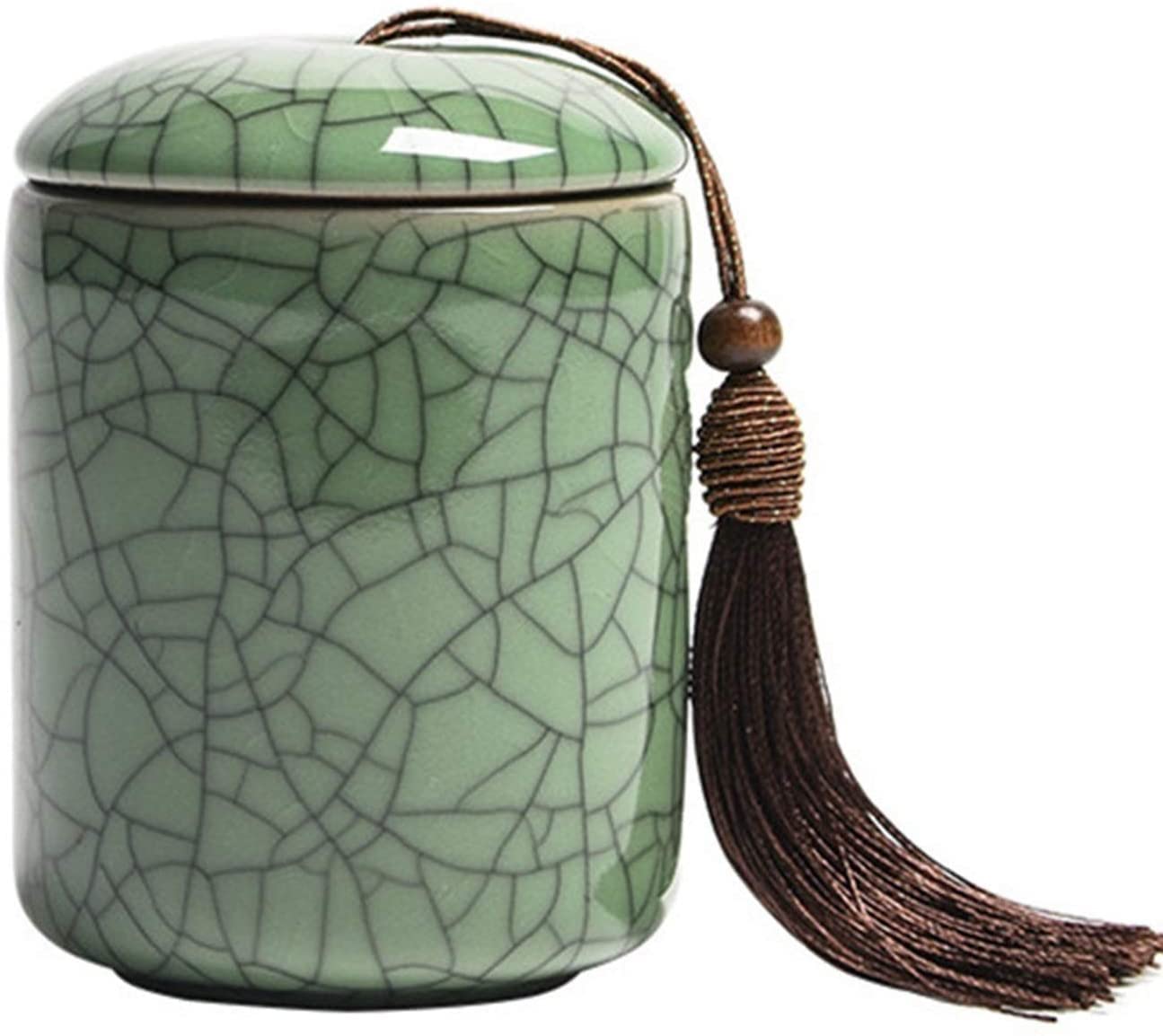 SBZIOJHDR ceramic tea jar, Ceramic Tea Jar,Jars Containers,Kitchen Food Storage Canister,Celadon Caddy Small Creative for(Green)