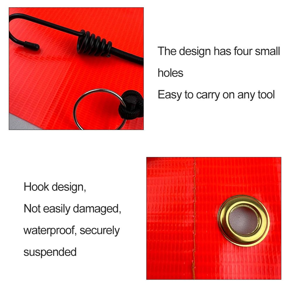 Rote Warnflagge 30x30CM,Rote Fahne Überlänge,Warnflaggen Mit Gummiseil,Kupferschnallen Flagge,Double-Head Press Buckle Warnfahne,für Warntafel Auto Wohnwagen Anhänger Fahrradträger,Kiuiom