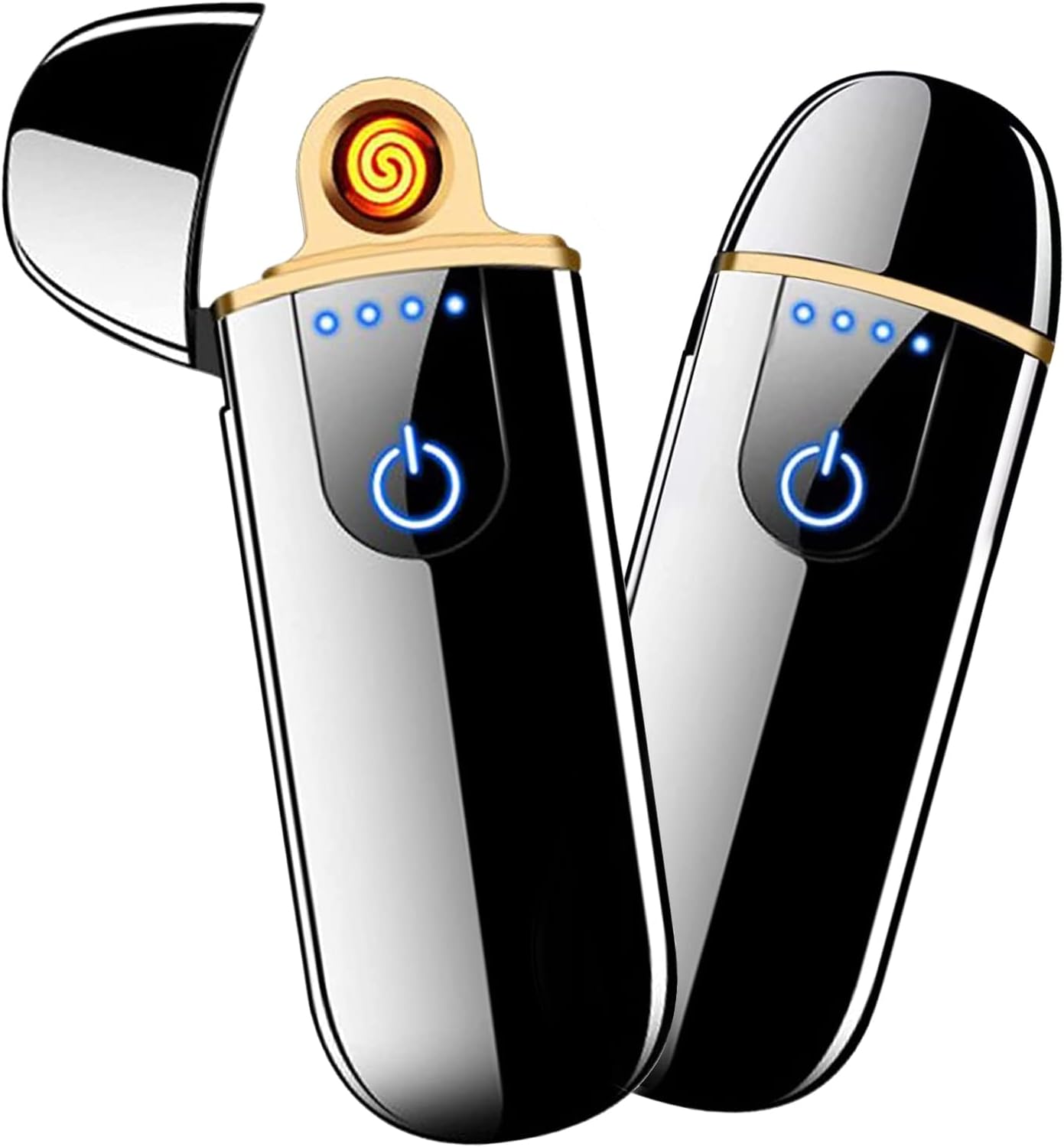 Electric Lighter, Smart USB Rechargeable, Mini Touch Ignition Windproof Flameless Plasma Lighter with Battery Indicator for Men Father Gifts (Pure Black)