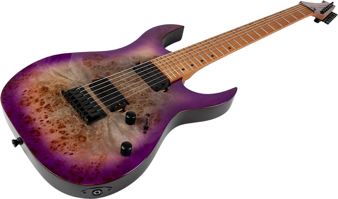 SPIRA Guitars S-457 TPP Trasparente Viola 7 corde Chitarra elettrica