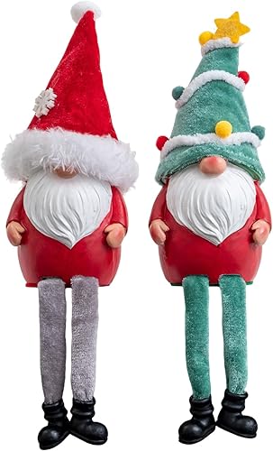 Decoración de gnomos de Navidad de resina, 2 gnomos de invierno de patas largas de Navidad, hechos a mano, regalo sueco escandinavo de Papá Noel,