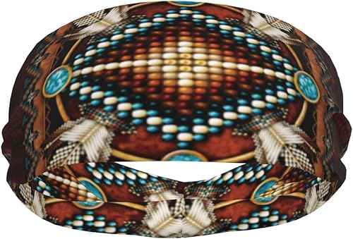 Miniatura 2 de Diademas indias nativas americanas para hombres y mujeres, banda para el sudor retro y diadema deportiva para correr, entrenamiento de yoga