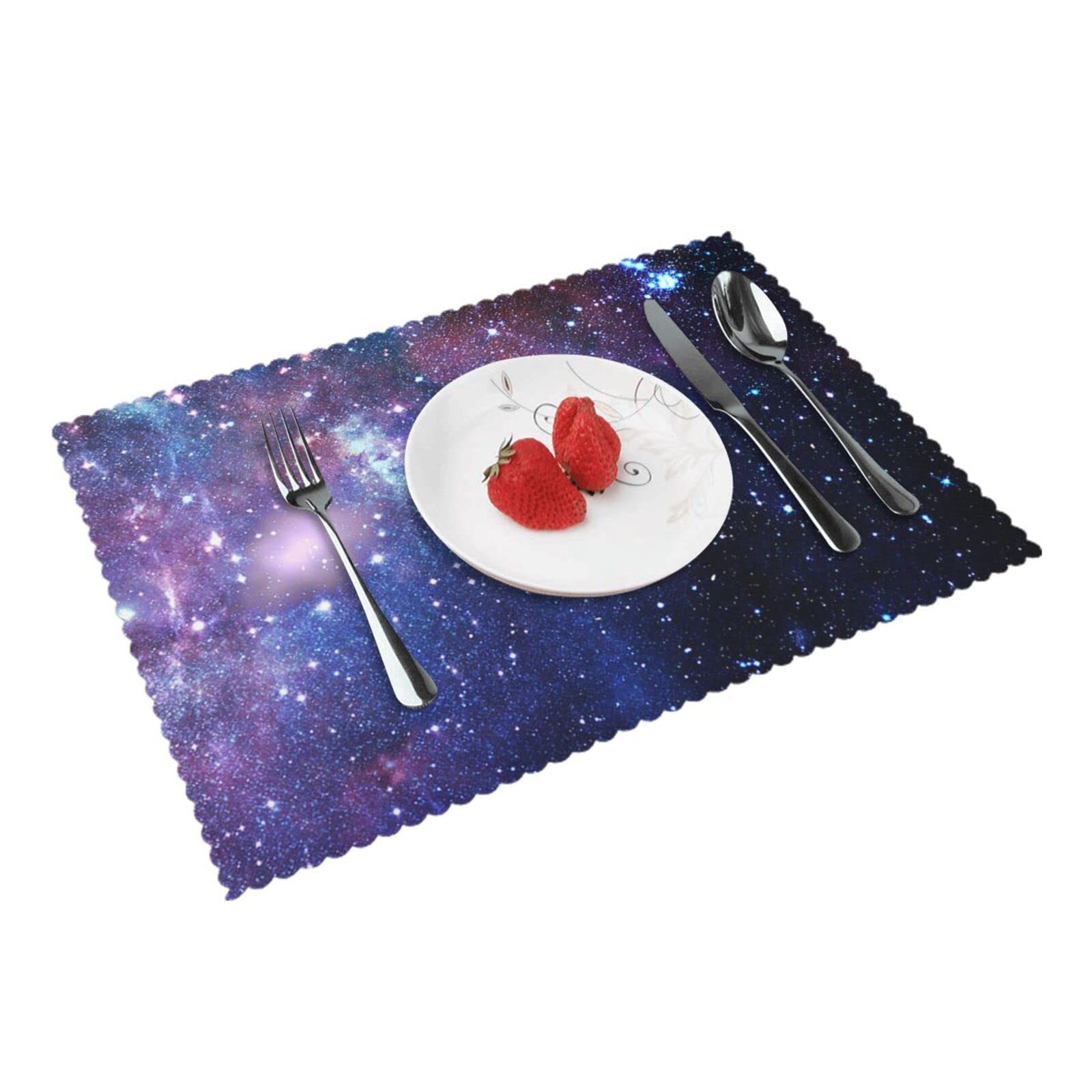 Lichtschwert Platzsets, 4er-Set – 30,5x45,7 Cm, Blau-rote Galaxie-Optik Für Drinnen & Draußen