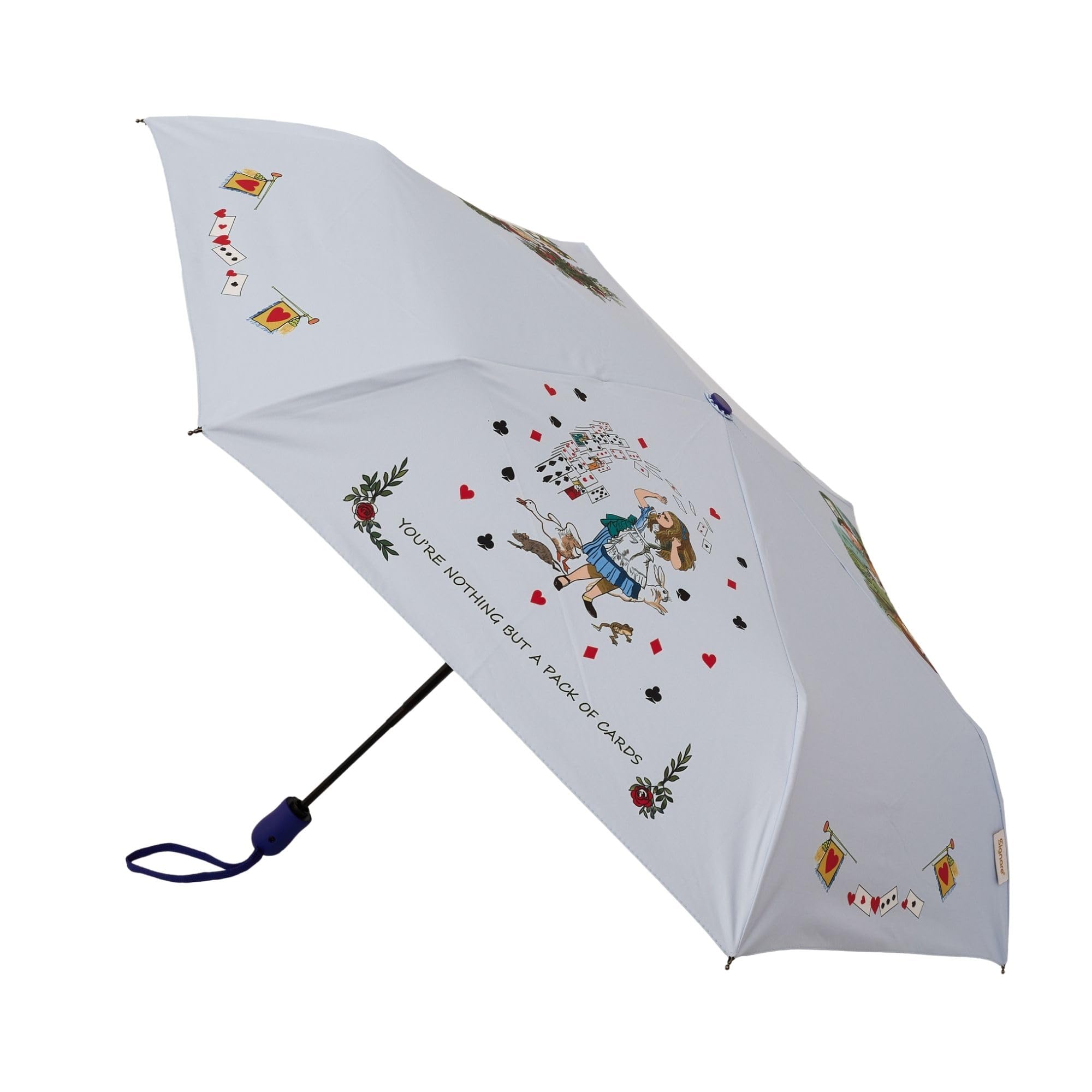 Signare Tapestry Automatic Folding Umbrella (UM-AUTO-) (Alice in Wonderland Tea Party)