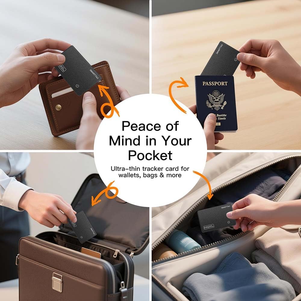 Wallet Tracker Card for Apple Find My (iOS Only) Compatible Smart Wallet Air Tag Tracking for Keys Luggage Anti-Loss Finder Tag Air Tags Card Magnetic Charging (Blue/Black stripes/1PC)