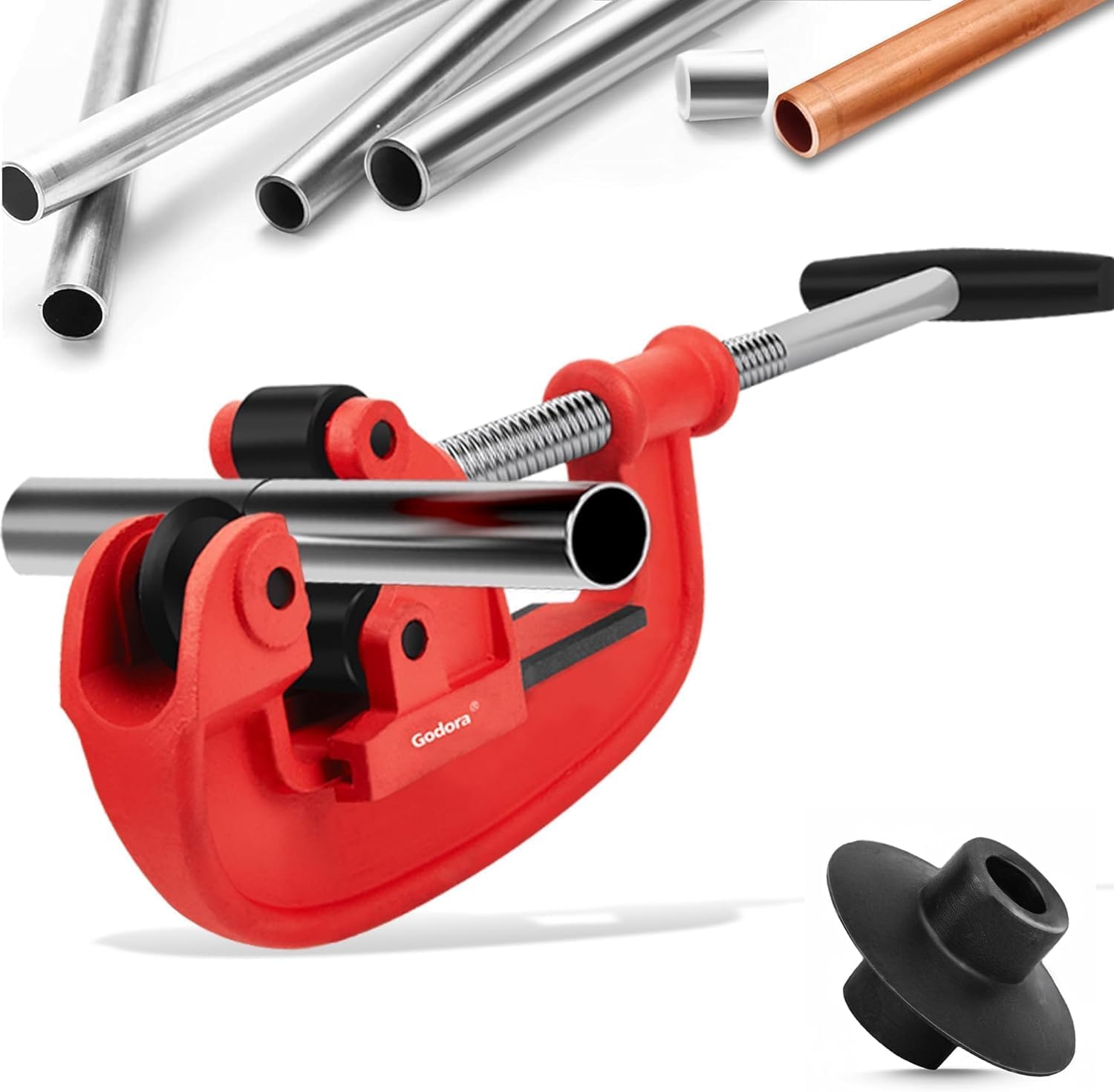 Godora Professional 1-3" Pipe Cutter Tool with an Extra Blade, Sharp Rigid Tubing Cutter Cuts Up to Galvanized Pipe and Iron Pipe, Heavy Duty Metal Tube Cutter Great for Plumbers or Metalworkers