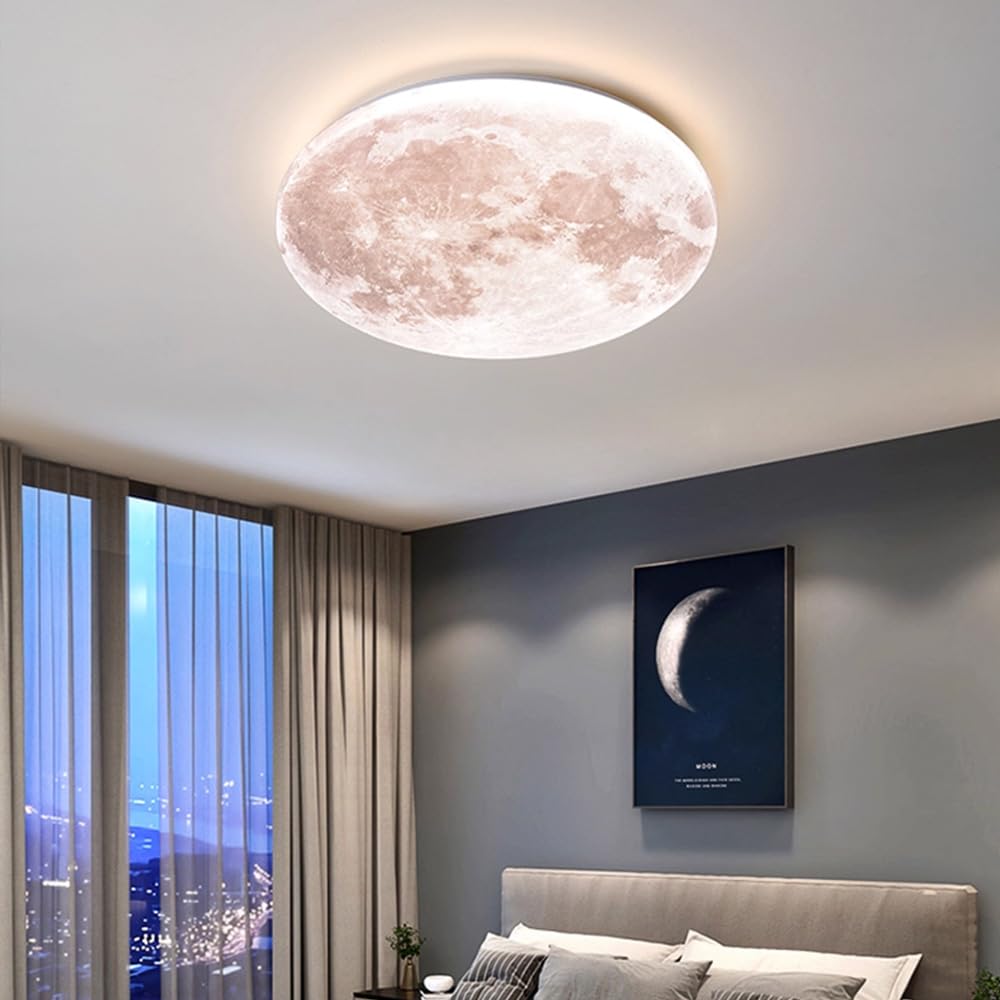 GUANSHAN Simulation Moon Chandeliers LED Moon Ceiling Light Ultra-Thin Round Ceiling Lamp Entrance Ceiling Light Wall Lighting Wall Lamp for Bedroom, Living Room, Boys Girls Bedroom