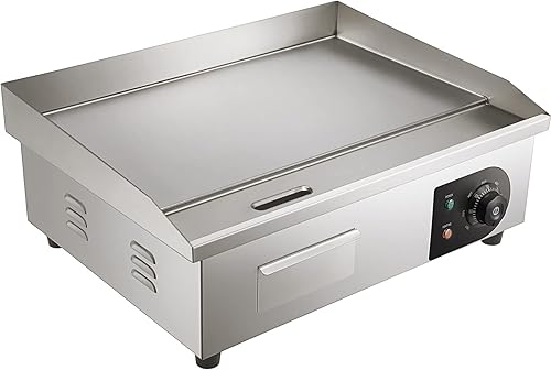Vista 9 de VEVOR Plancha eléctrica comercial, 22 pulgadas, plancha plana de encimera de 1600 W, parrilla Teppanyaki de acero inoxidable con placa de cocción