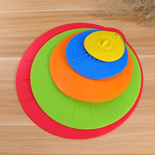 Miniatura 7 de Kichvoe 5 piezas de silicona tapas de silicona tapas de silicona tapas de alimentos cubiertas de latas