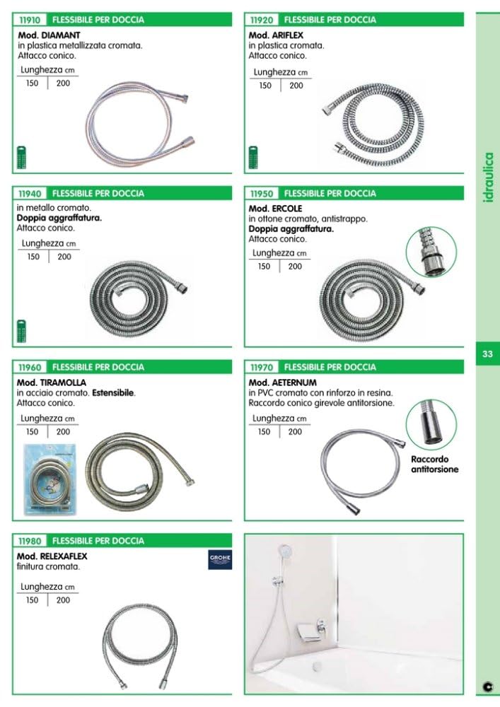 12PZ FLESSIBILE PER DOCCIA ATTACCO CONICO ARIFLEX LUNGHEZZA CM.200 Nextradeitalia