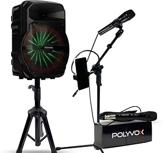 Polyvox kit show polyvox caixa de som amplificada 10 + tripés +