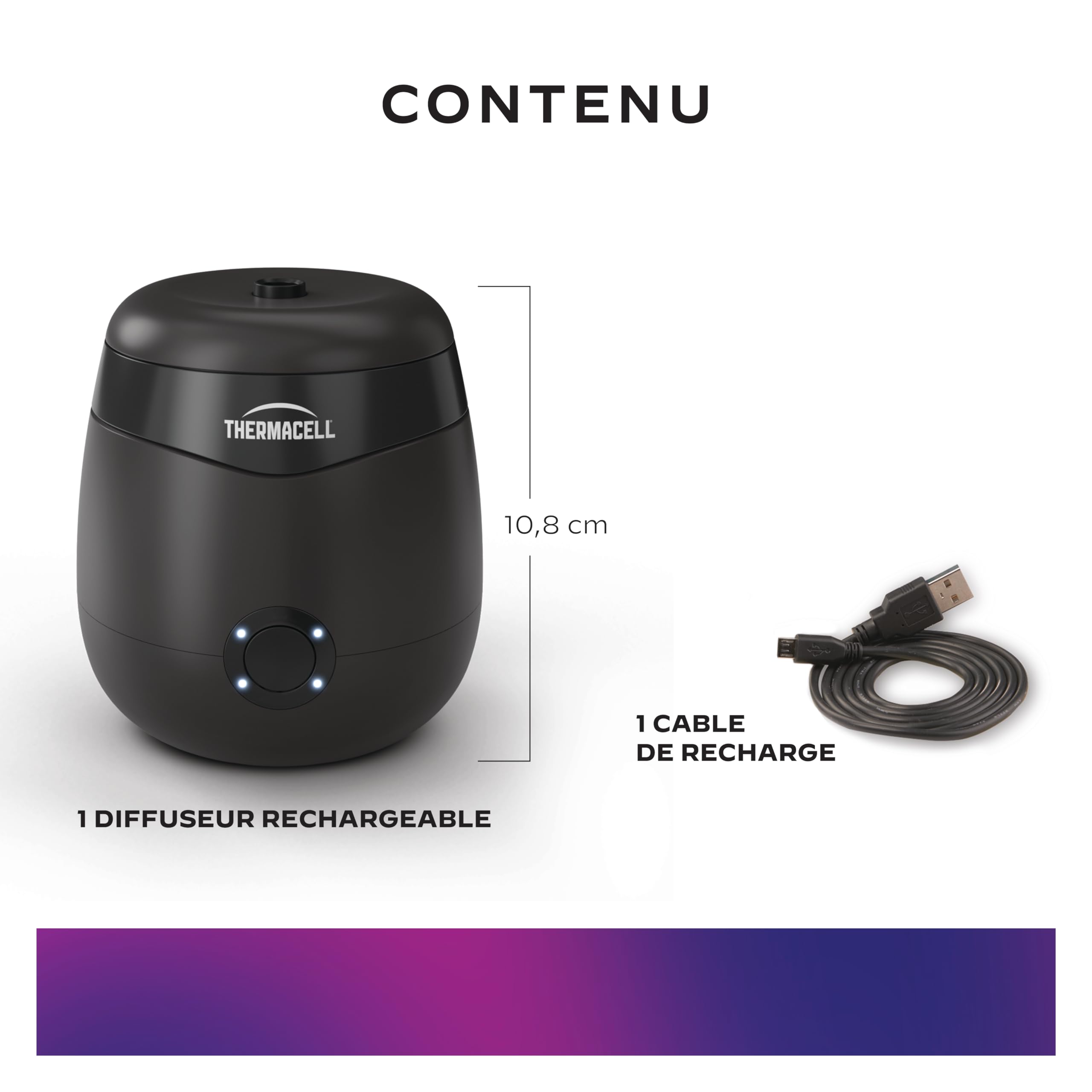 THERMACELL - Escudo antimosquitos y Mosquitos, 29 m², Exterior | THE55NOIR - Inalámbrico, recargable, color negro, jardín, terraza, piscina, efecto rápido, inodoro, recargas no incluidas
