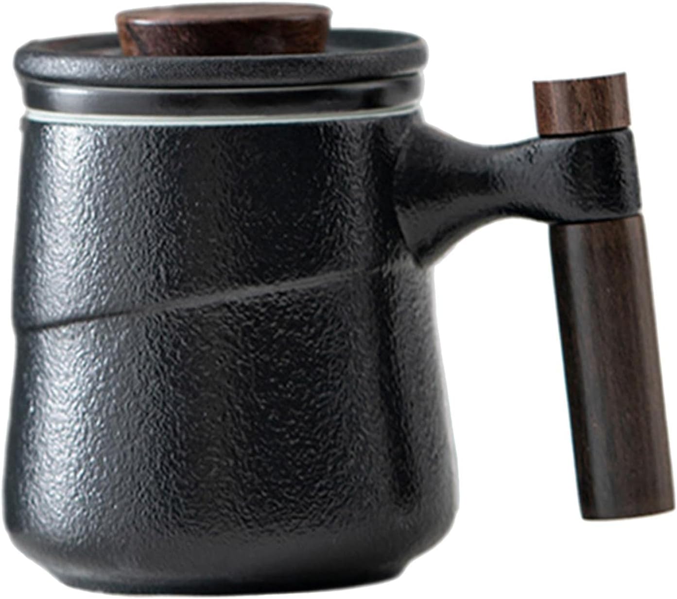 BNF®Ceramic Tea Mug w/Filter Lid Wooden Handle for Tea Brewing Black|Home & Garden | Kitchen, Dining & Bar | Dinnerware & Serving Dishes |1 Piece Teacup with Filter
