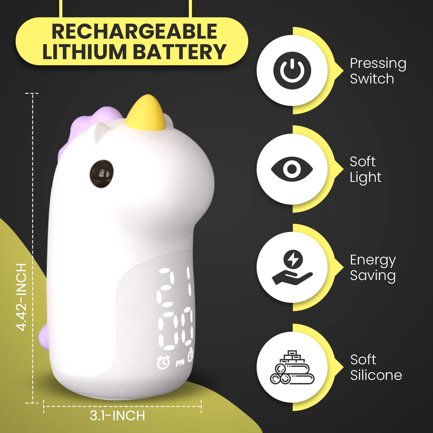 Mehrfarbige Einhorn-Nachtlichter für Schlafzimmer, mit Wecker, niedliche Nachtlichter, Lampe für Kinder, Mädchen, Teenager, Kinder, Geschenke, Kinderzimmer, Dekoration, Nachtlicht mit digitaler Uhr