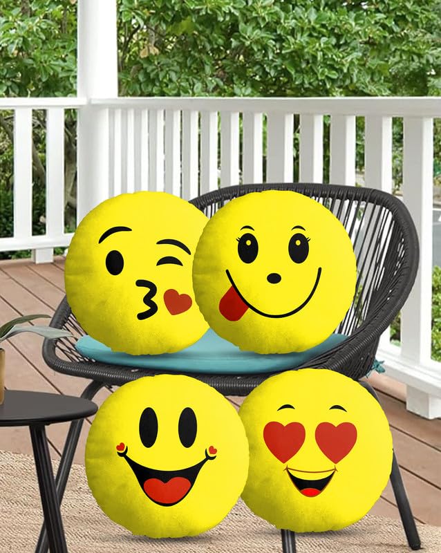 Ship Smart Velvet Soft Plush Smiley Cushion Emoji Pillow Gift for Friends, Boyfriend, Girlfriend, BFF Gifts, 30 X 30 Cm - Set of 4, Yellow Design1 (B0D639FRH5) Amazon Price History, Amazon Price Tracker