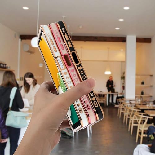 Miniatura 5 de Bonoma Funda compatible con Samsung Galaxy A13 5G, chapado en gráfico de letras de amor, funda elegante de lujo, protector de cámara de TPU suave