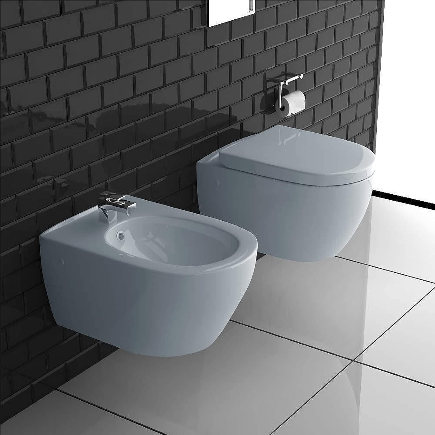 WC Sospeso Senza Bordi Con Sedile Soft Close E Doccia Intima - Design Moderno Compatibile Geberit - Foto 3