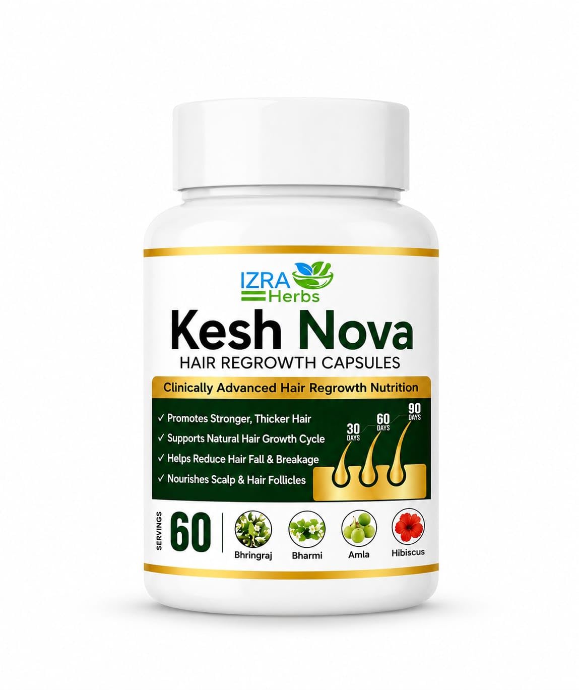 Kesh Nova Hair Growth Capsule, Supports Hair Strength, Reduces Hair Fall, Nourishes Roots, 60 Herbal Capsules, 100% Ayurvedic Formula-image-6