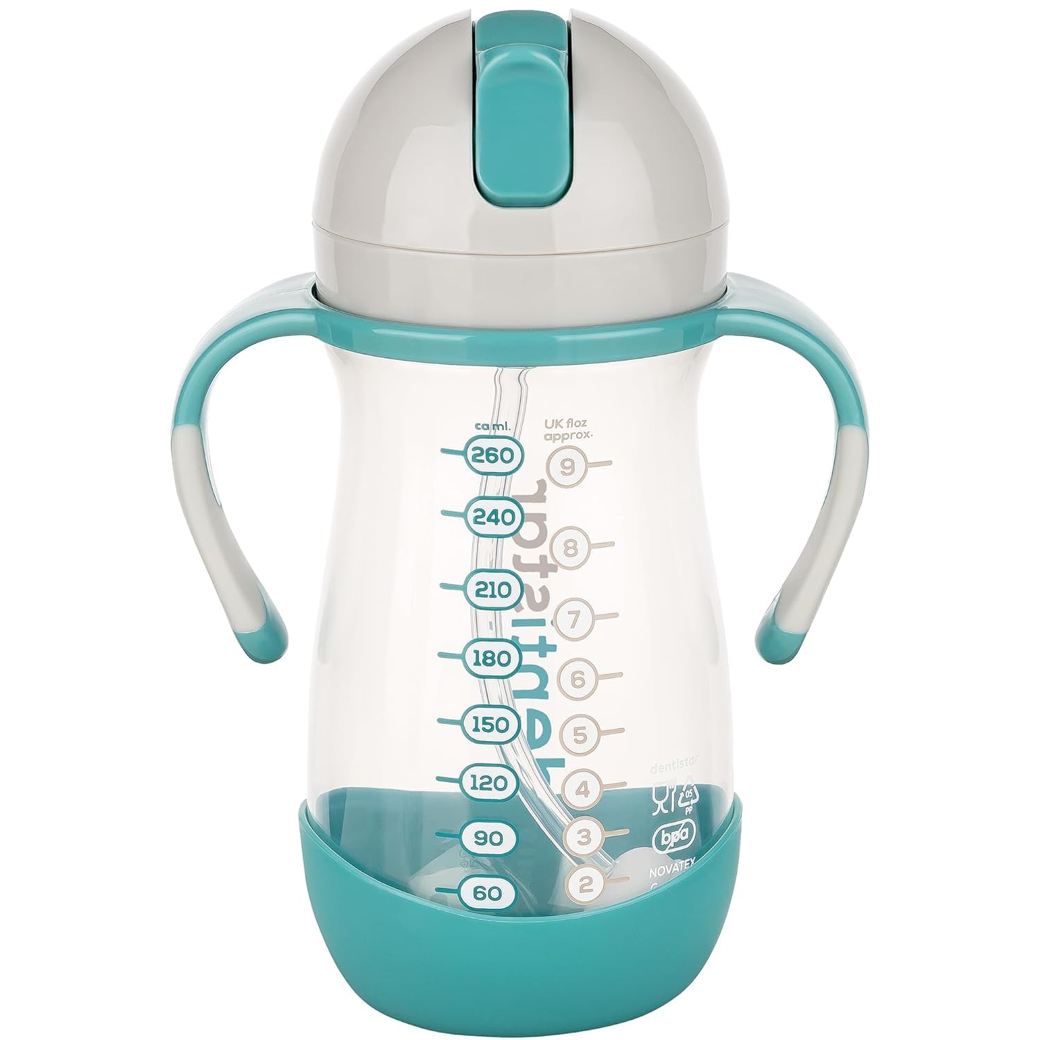 Straw Cup 260 ml - Baby Bottle with Dynamic Straw from 6 Months - Leak-proof Baby Drinking Bottle with Non-Slip Handles Including Cleaning Brush - BPA - Made in Germany