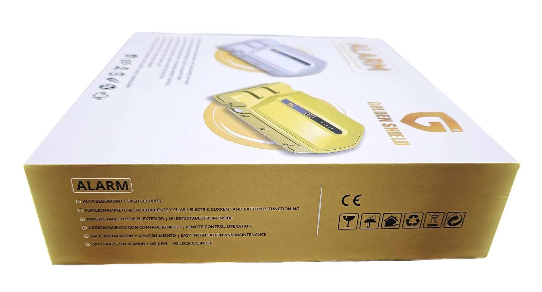 Golden Shield Cerradura Invisible de Seguridad con Alarma 120db para Puertas, Inalámbrica, con 4 Mandos a Distancia