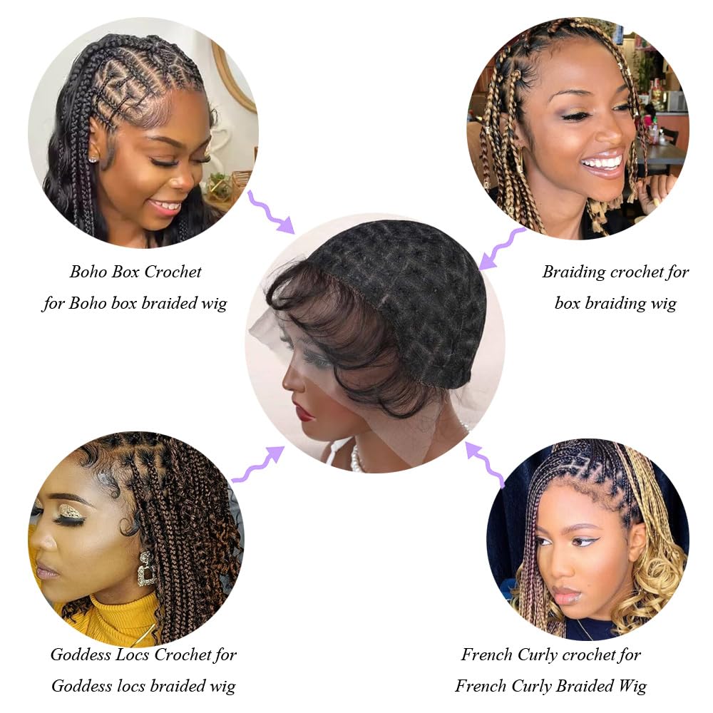 Crochet Cap for Hair Braided Full Lace Wig Caps with Baby Hair Lace Front Braided Wig Cap with natural knots Glueless Crochet Wig Caps for Black Women 113 knot - Image 4