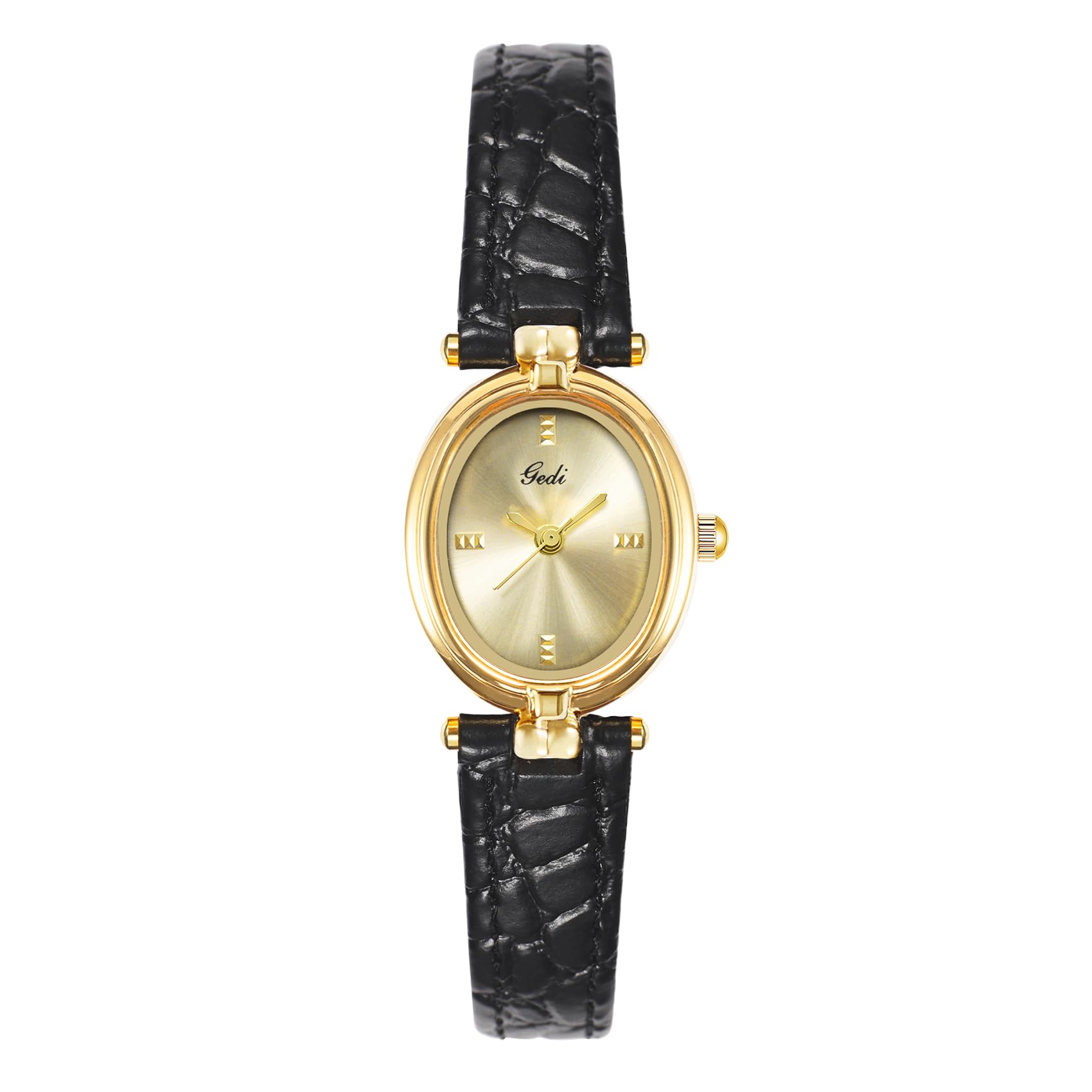 Vintage Gold Oval Watches for Women Fashion Dainty Analog Quartz Business Wristwatch Small Ultra-Thin Ladies Dress Watch with Leather Strap-image-33