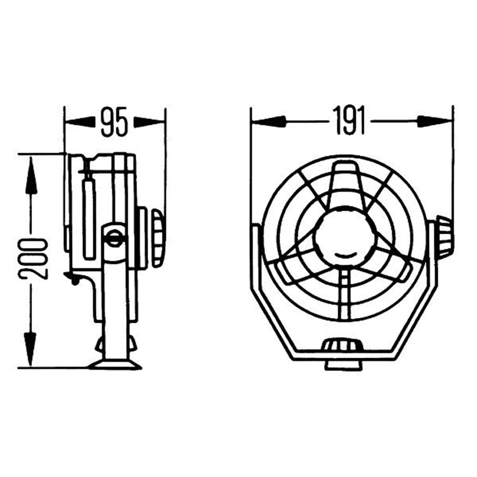 HELLA 8EV 003 361-011 Ventilador - Turbo - 24V - 6.5W - negro - Cable: 1400mm
