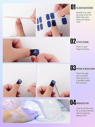 Miniatura 7 de Kalolary Tiras adhesivas de gel para uñas, color rosa degradado para uñas, esmalte de uñas de gel de larga duración con lima de uñas y palo