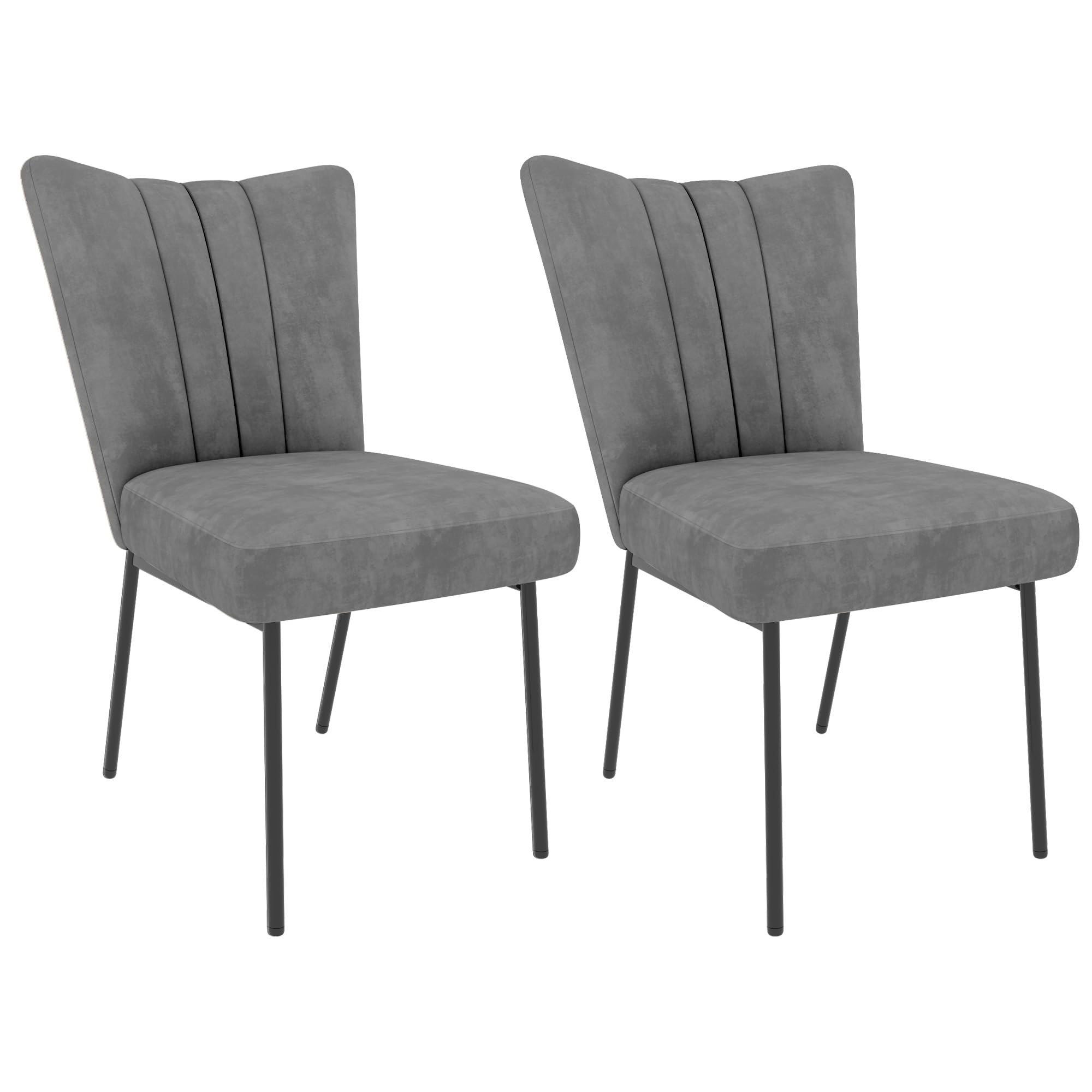 JIEXI Chairs Dining Room 2 Set, Modern Kitchen Chairs, Velvet Fabric, Sturdy Metal Legs, Dining Room For Tables, Restaurants, Kitchen (Grey)