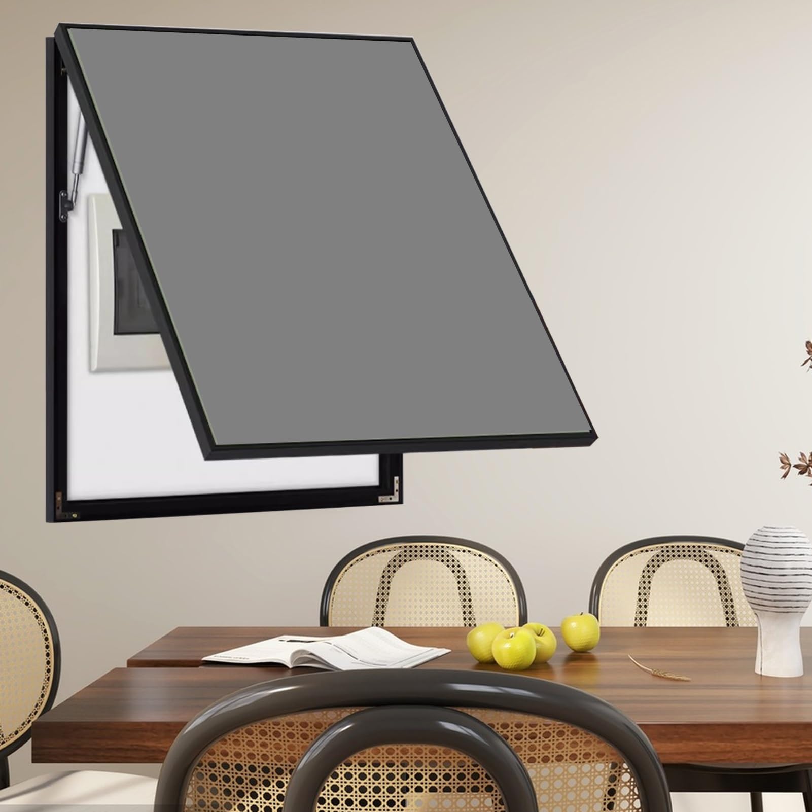 Pionowa osłona skrzynki elektrycznej, montowana na ścianie, do wymiany bezpieczników wewnętrznych i puszek wodomierza, ciemnoszara, 60 x 80 cm (23,6 x 31,5), rozwiązanie skrzynki przyłączeniowej