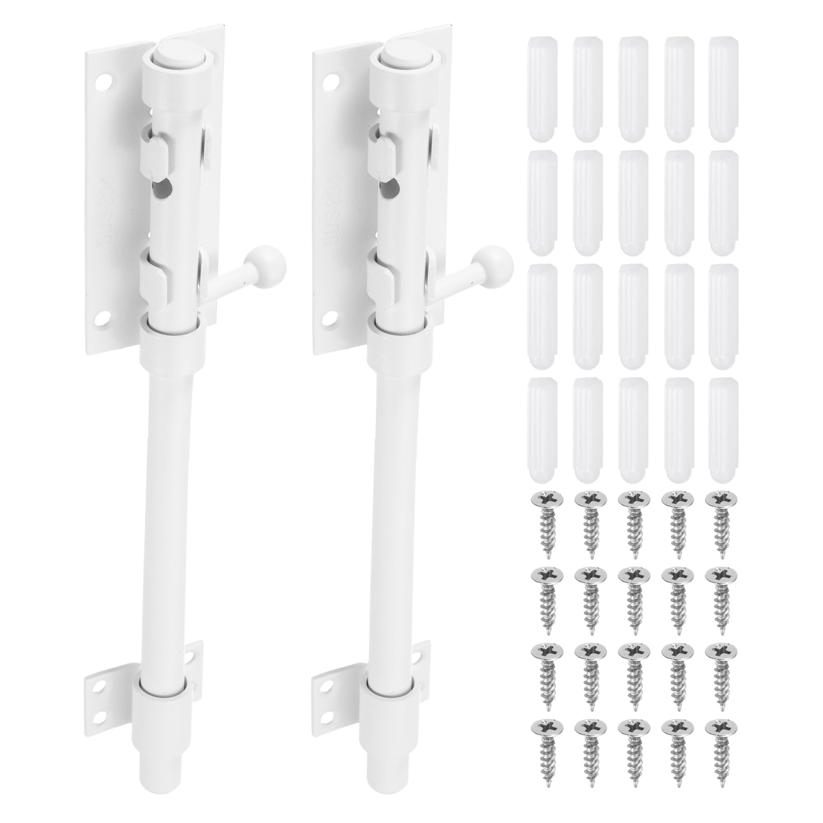 QUARKZMAN 2-Pack Verrou Coulissant 6 Pouces Verrou À Barillet Garage Blanc