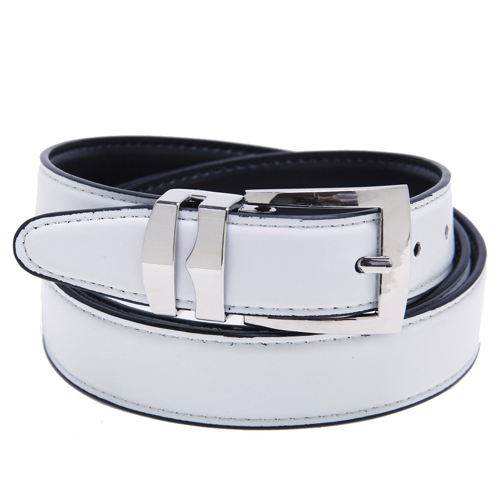 Concitor Reversible Belt Bonded Leather with Removable Silver-Tone Buckle WHITE/Black 34