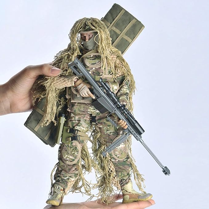 Slagfältet 6 är årets bästsäljande skyttespel 2025 7 Soldier Action Figure Model, 12 Inch 1/6 Realistic Army Military Police Sniper Soldier Model Set with Accessories Collection Gifts for Adults (Camouflage All Terrain)