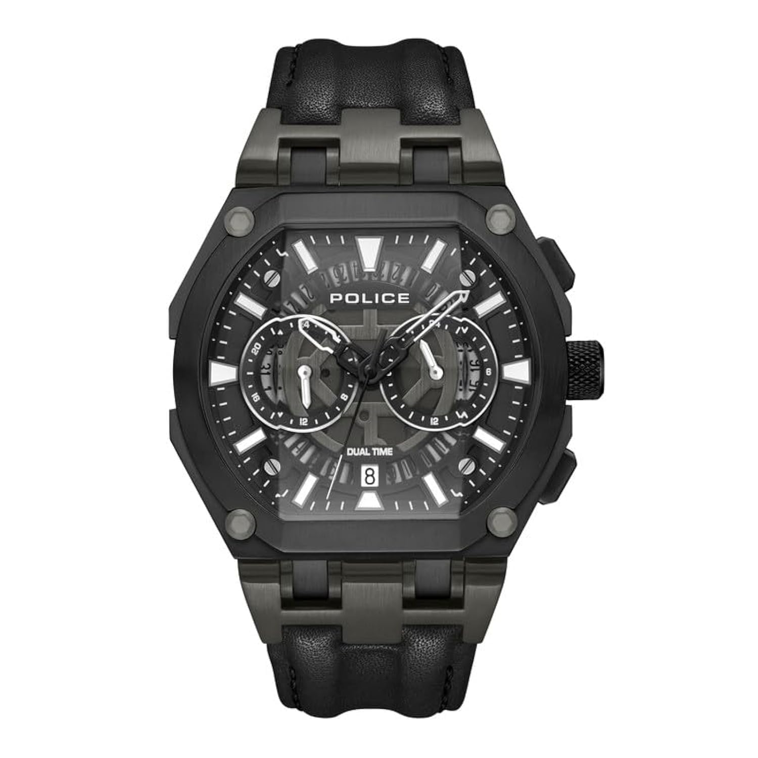 Police Herren Analog Quarz Uhr mit Leder Armband PEWGF0054401
