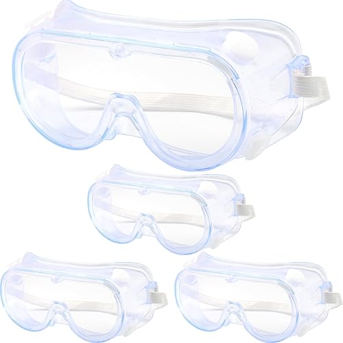 Eyeglasstor Paquete de 4 gafas protectoras de seguridad para química de laboratorio, gafas suaves y ligeras sobre gafas graduadas, construcción