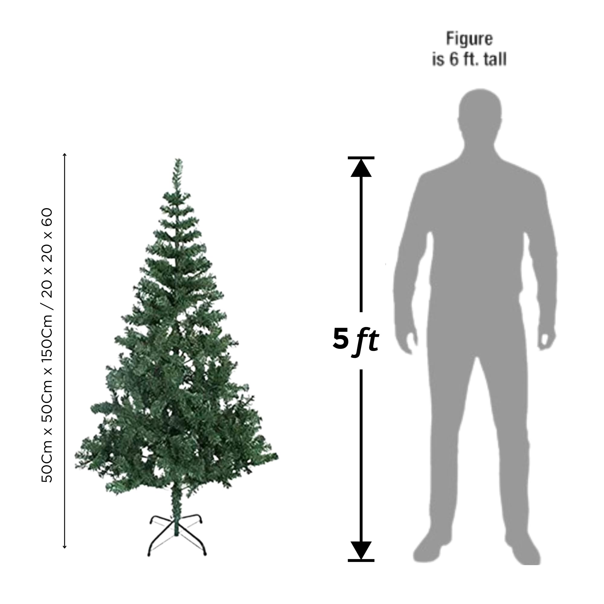 eCraftIndia Green Artificial Christmas Tree 5 Feet Xmas Pine Tree with Stand for Table Indoor Outdoor Home Living Room Office Church Decor | Merry Christmas Decorations Items for Home 2